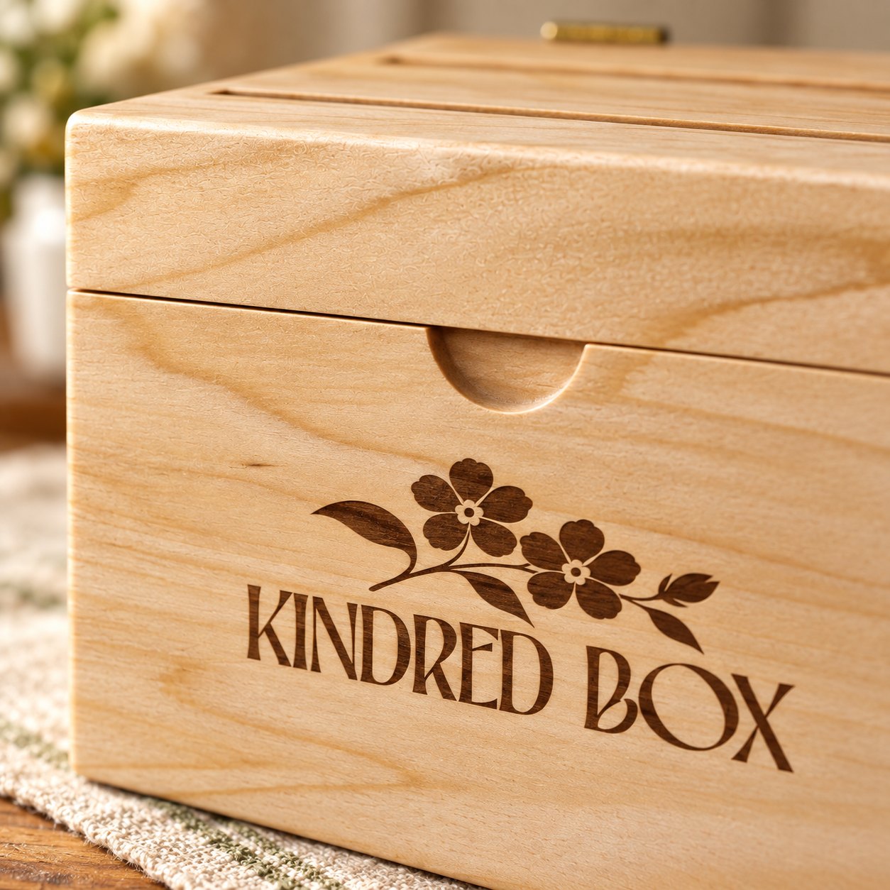 Engraved Kindred Box mark in maple